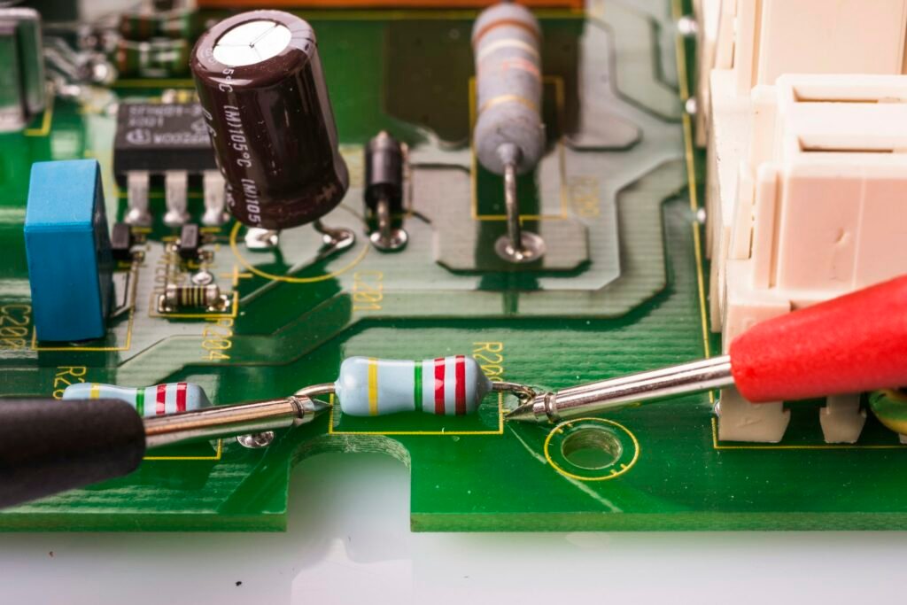 voltage test on an electronic board