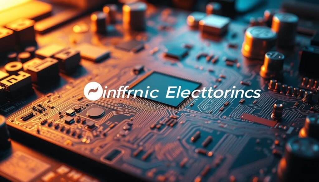 A highly detailed and precisely engineered printed circuit board (PCB) design layout, showcasing the intricate interconnections and component placements. The layout is presented in a technical, engineering-focused style, with a focus on the core design elements. The scene is lit by a combination of warm and cool-toned lighting, casting subtle shadows that accentuate the board's multilayered structure and copper traces. The Informic Electronics logo is subtly incorporated into the design, reflecting the high-quality, professional-grade nature of the PCB. The overall atmosphere conveys a sense of meticulous attention to detail and technical expertise.
