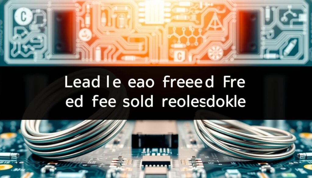 A sleek, technical illustration showcasing the key factors to consider when choosing between leaded and lead-free solder for a PCBA. The foreground features a close-up view of solder wire samples, highlighting their distinct material properties and characteristics. The middle ground depicts a printed circuit board, symbolizing the application context. The background subtly blends technical schematics, chemical diagrams, and engineering icons to convey the underlying science and engineering principles. Crisp, high-contrast lighting accentuates the metallic textures and precise details. The overall composition exudes a sense of professionalism and authority, befitting the subject matter.