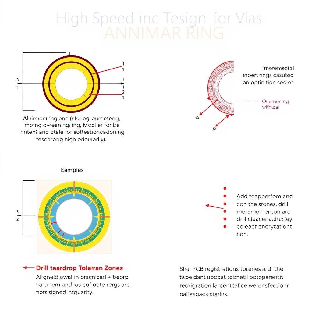 Annular ring design showing minimum requirements and teardrops for manufacturing reliability Annular ring design showing minimum requirements and teardrops for manufacturing reliability
