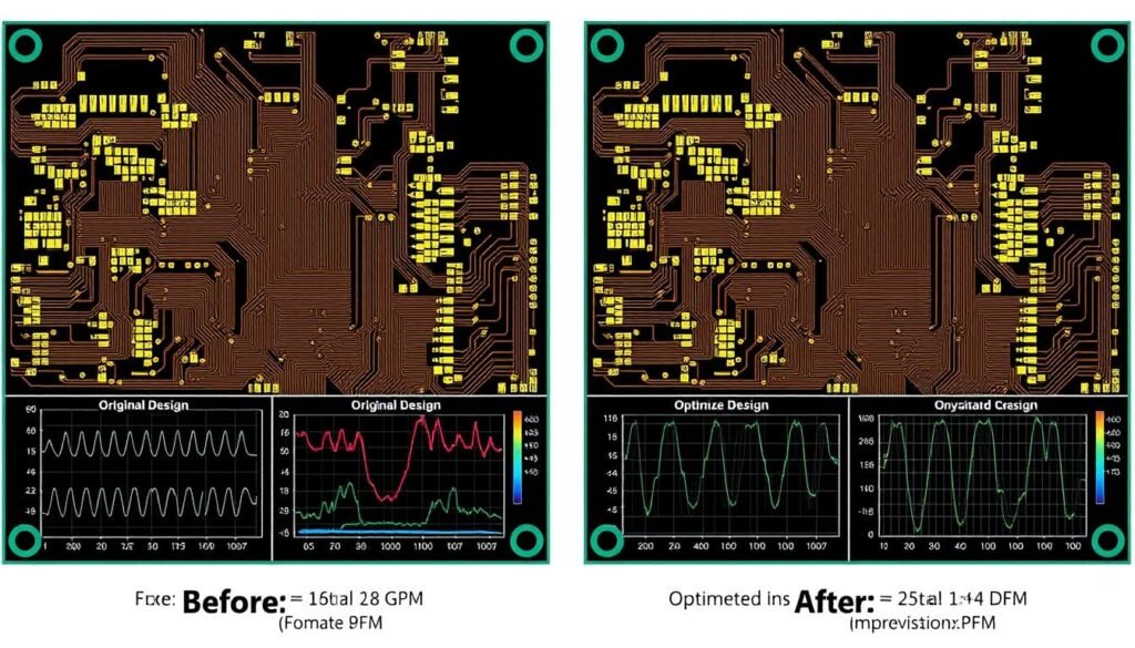 Before and after comparison of a high-speed PCB design with DFM improvements Before and after comparison of a high-speed PCB design with DFM improvements