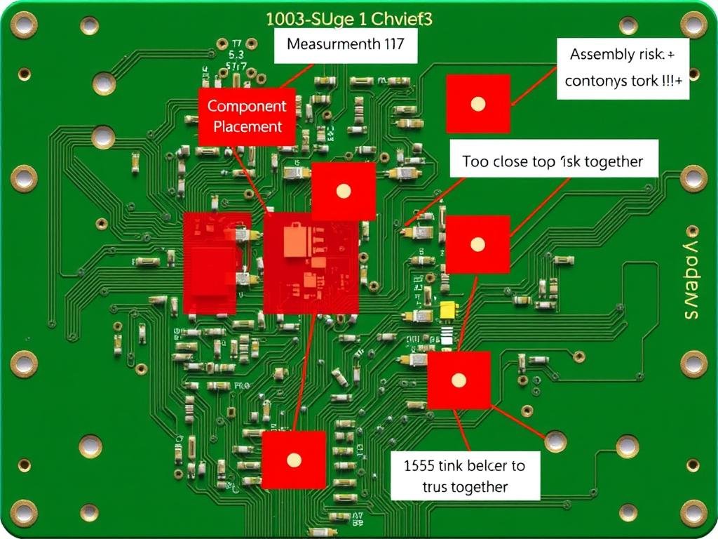 Component placement issues highlighted in a DFM Report Component placement issues highlighted in a DFM Report