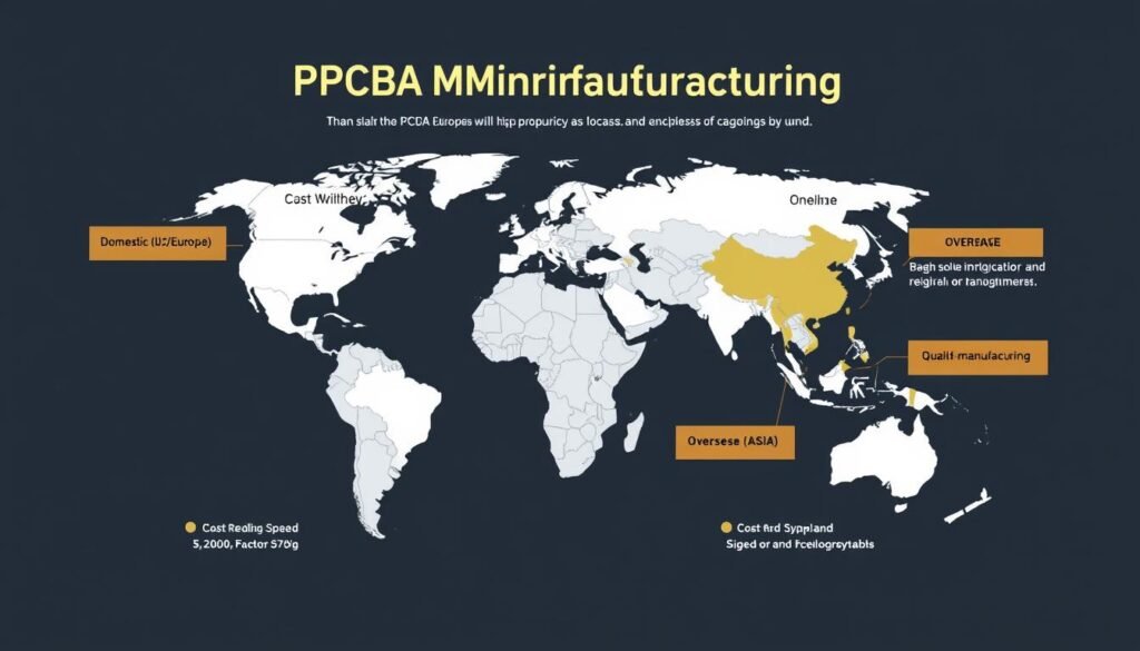 Global map showing domestic and overseas PCBA manufacturing options