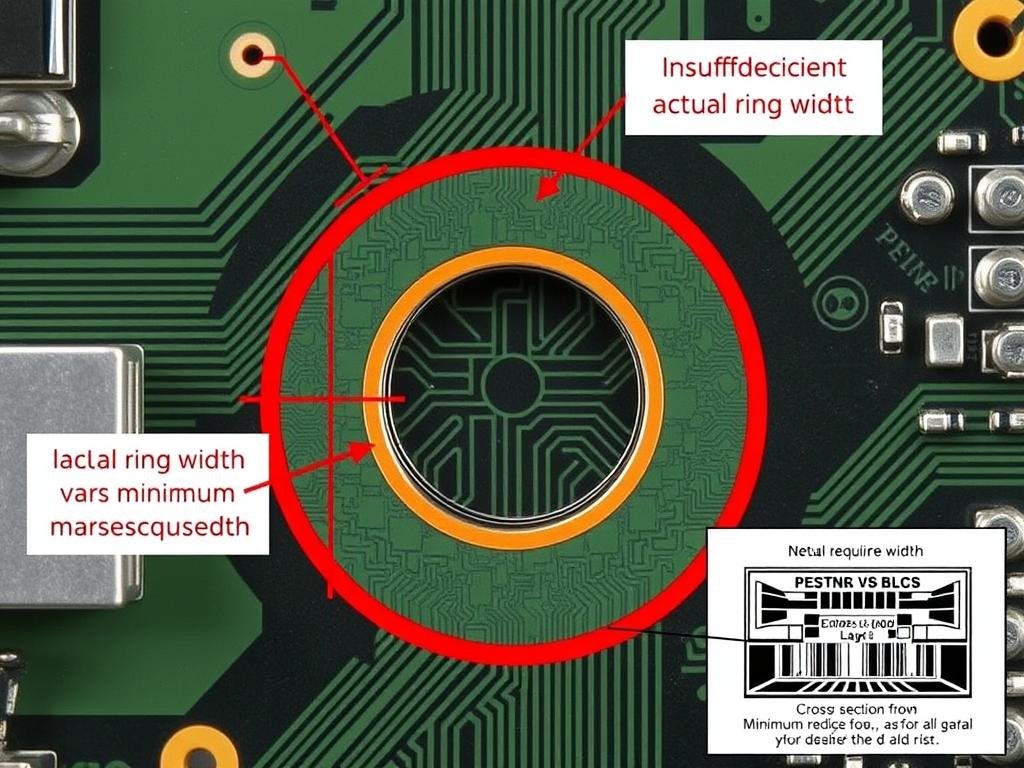 Insufficient annular ring highlighted in a DFM Report Insufficient annular ring highlighted in a DFM Report
