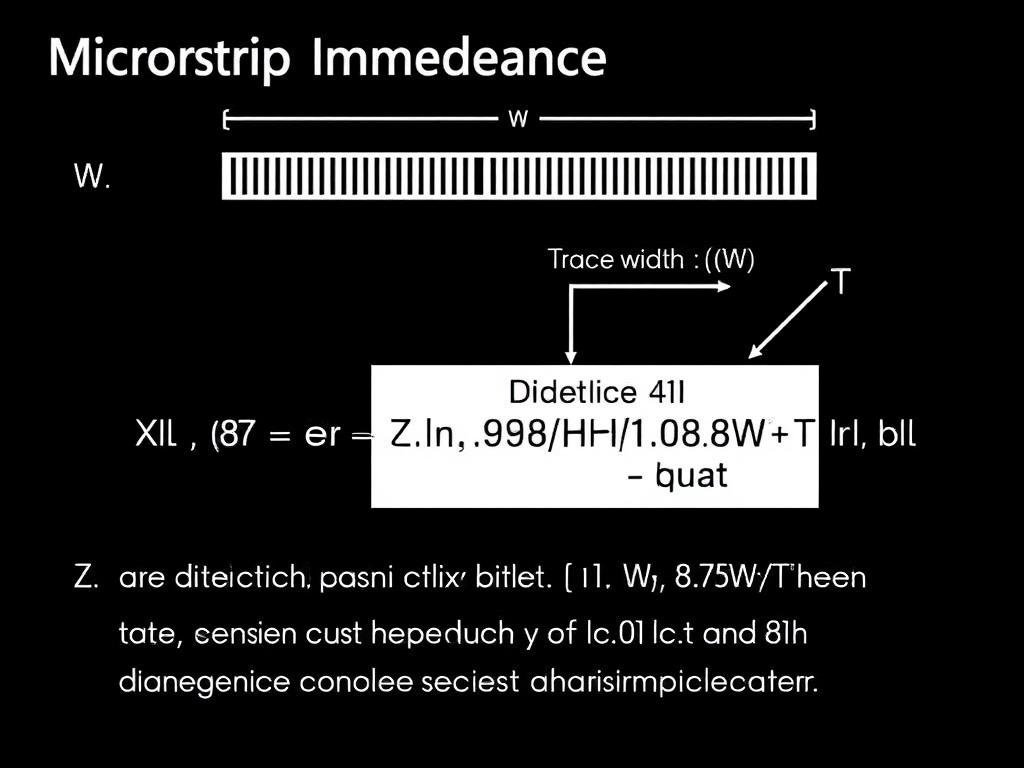 Microstrip impedance calculation diagram with formula