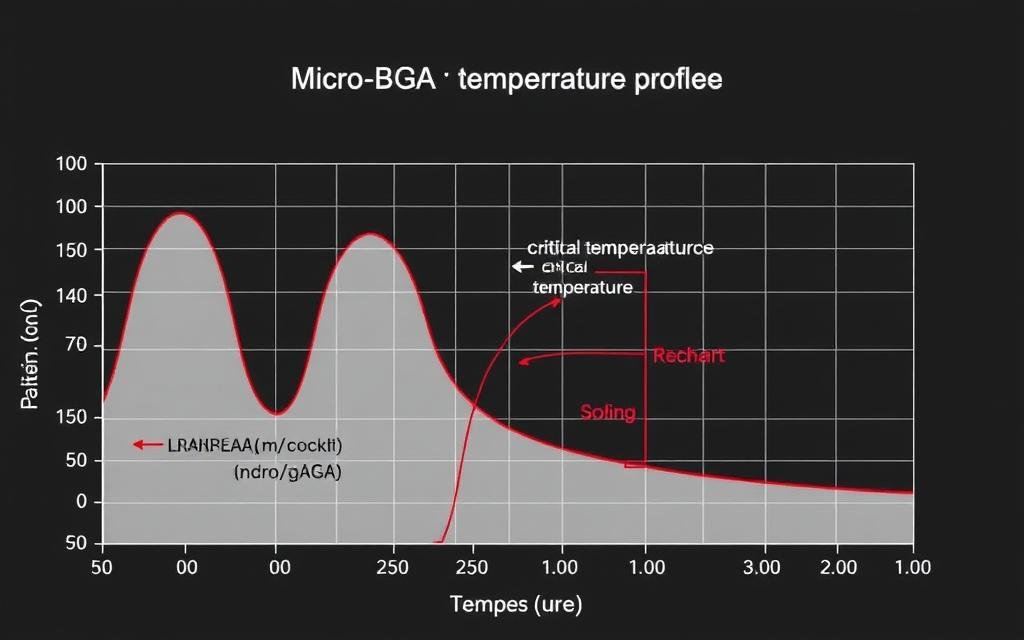 Reflow temperature profile graph for Micro-BGA and PoP assembly showing critical temperature zones