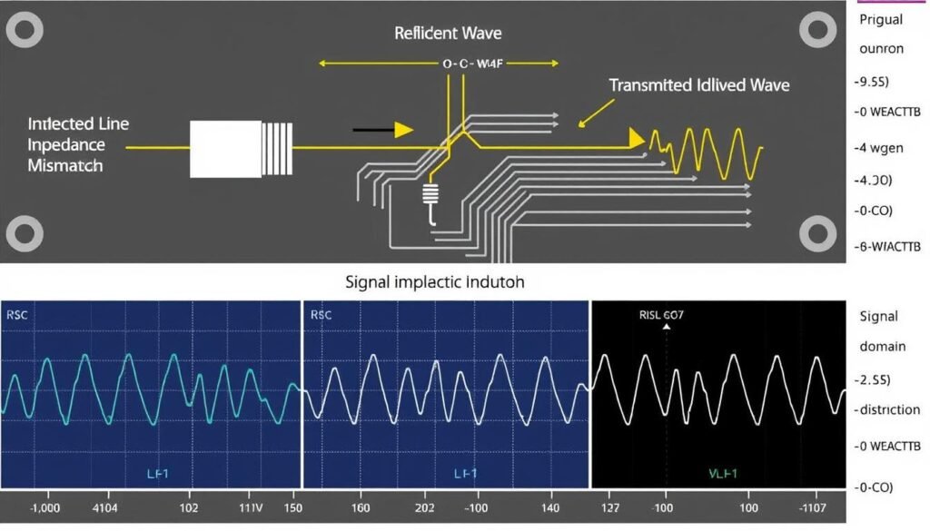 Signal reflection diagram showing impedance mismatch effects
