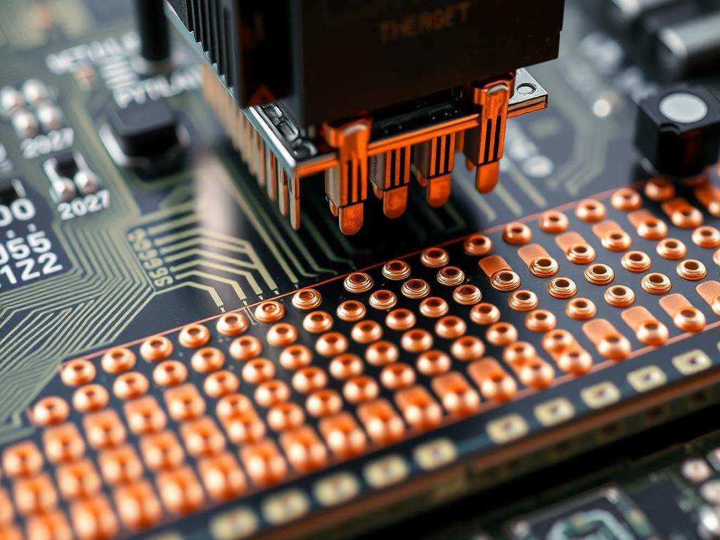 Thermal vias arrangement under a power component on PCBA