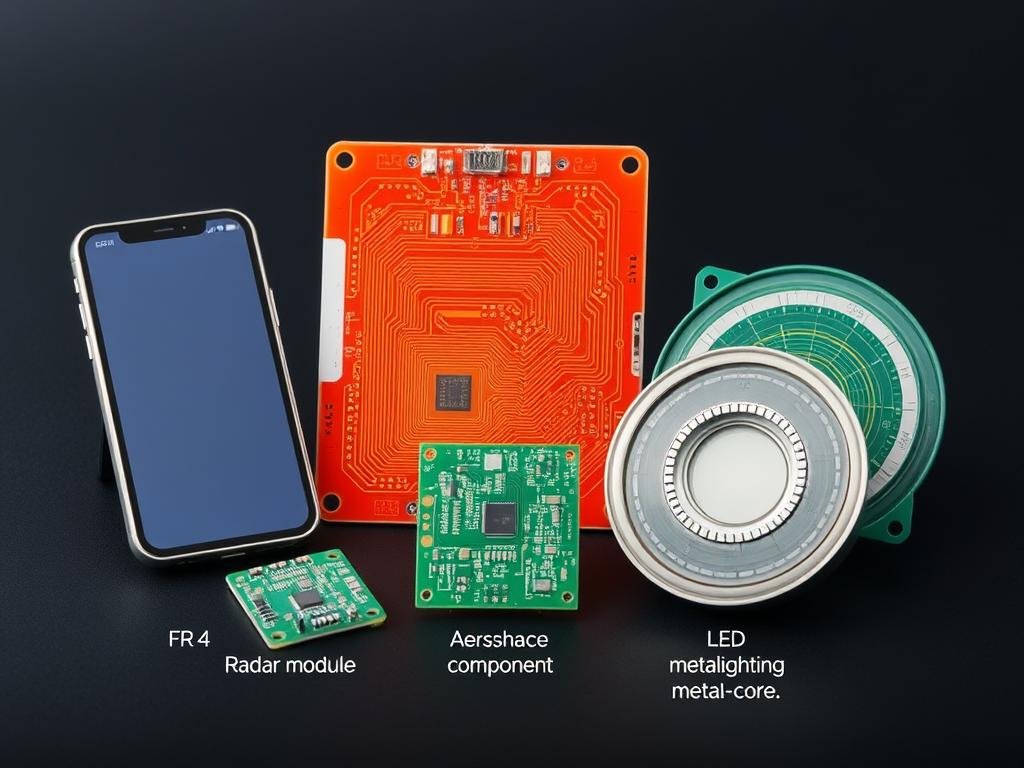 Various electronic devices showing different PCB laminate material applications