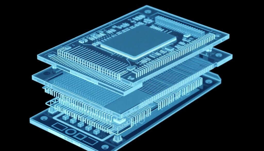 X-ray inspection of a PoP assembly showing stacked packages and solder joint quality