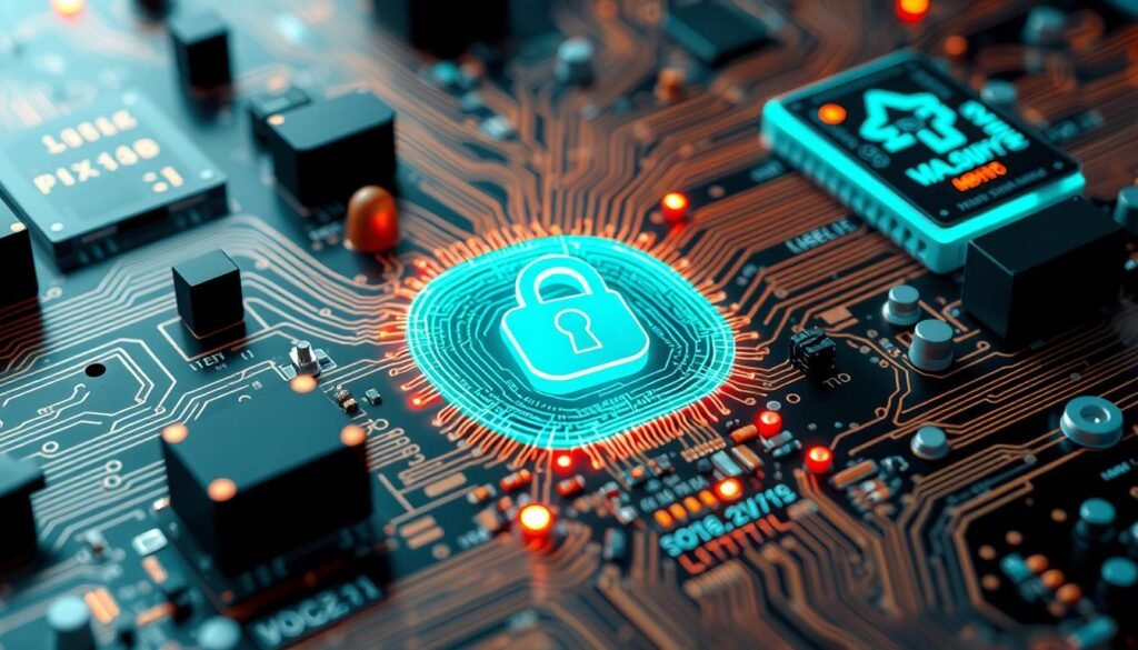 Generate an image representing IoT PCBA security