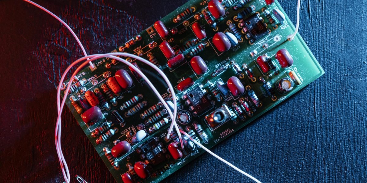 Electric diodes with sire with blue color background